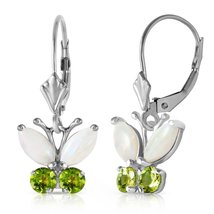 Galaxy Gold GG 14k White Gold Opal and Peridot Butterfly Earrings - £374.02 GBP