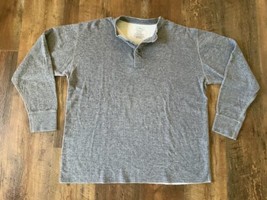 Vintage LL BEAN Shirt Wool Blend Thermal Henley XL Regular Gray Top Base Layer - £23.22 GBP