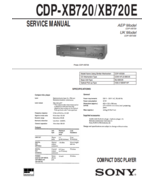 CDP-XB720/XB720E Compact Disk Player Service Manual PDF Copy 4G USB Stick - £14.74 GBP