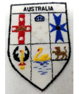 Australia Shield Patch Yellow Swan Brown Lion Red Cross Threaded Vintage - £7.50 GBP