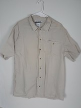 Columbia Button Up Shirt XLarge Beige Short Sleeve Plain Fishing Hiking ... - $236.47 MXN