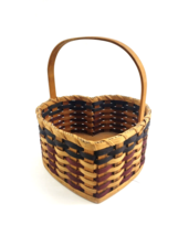 Handcrafted Heart shaped Woven Wicker Wood  Decorative Basket with Handle  - £19.57 GBP