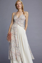  By Anthropologie Sheer Curtain MAXI Top $130 X-SMALL Pink  - £69.89 GBP