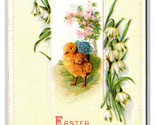 Floral Easter greetings Baby Chick Embossed DB Postcard H29 - $2.92