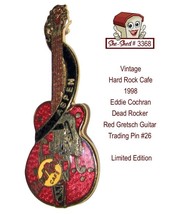 Hard Rock Cafe 1998 Eddie Cochran Dead Rocker Guitar 26 Trading Pin - $19.95