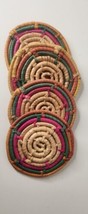 Vintage Rattan Woven Wicker Straw Trivet Coaster Lot Of 4 - $9.89