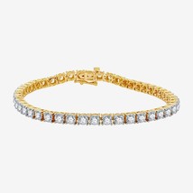 5.00ct Coupe Ronde Moissanite 4mm Tennis Bracelet 14K Argent Plaqué or Jaune - £230.58 GBP