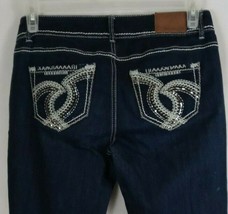 Maurices Women&#39;s Distressed Ripped Sequined Thick Stitched Bootcut Jeans Sz 7/8 - $24.24