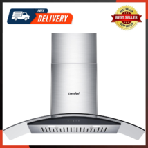 Curved Glass Range Hood 36 Inch 450 CFM 3 Speed Gesture Sensing and Touch - $284.96
