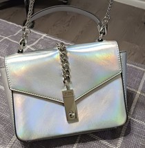 Guess Los Angeles Metalic Iridescent Purse W Silver Tone Chain Strap &amp; Leather - £17.45 GBP