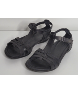 Ecco Womens Size 6 Black Sandals Shoes T Strap Gladiator Casual Flat Com... - £19.74 GBP