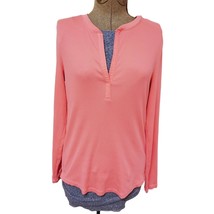 Lauren Ralph Lauren Blouse Womens Large Long Sleeve Coral V-Neck - £14.24 GBP