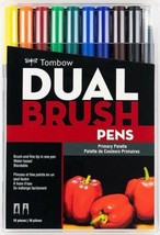 Tombow Professional Dual Brush Pens (9 plus blender pen) Primary Palette... - $16.95