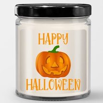 Azcatie Designs Happy Halloween Jack O&#39;Lantern Candle with Lid Cute Fall Decor I - £21.67 GBP