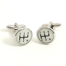 Bey-Berk Rhodium-Plated Cufflinks with Shifter Design Round - $29.95