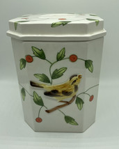 The Haldon Group Vintage 7.5” Yellow Bird Canister Cherries Leaves Strainer - £20.20 GBP