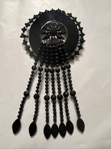 Victorian Antique large jet black mourning glass Applique W Smaller Roun... - $292.99