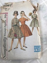 vintage 60s pattern 5087 teen sz 12 Simplicity  Button Front Full Skirt Dress - £9.57 GBP