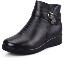 2019Fashion Winter Shoes women&#39;s genuine leather ankle Wedges boots Casual Comfo - £41.23 GBP