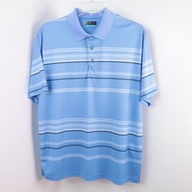 PGA Tour Men&#39;s XL Light Blue Striped Pollover Golf Sport Short Sleeve Polo Shirt - £9.59 GBP