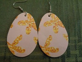Faux Leather Dangle Earrings (new) Amber on Pink - £4.40 GBP