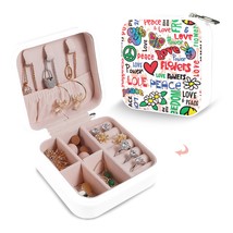 Leather Travel Jewelry Storage Box - Portable Jewelry Organizer - Peace Love - £12.22 GBP