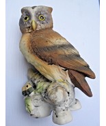 Vintage Great Horned Owl Figurine KW121 Lefton Acorn Branch Porcelain Ja... - £12.87 GBP