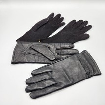 Ladies Leather Gloves Black Suede Fit Small Lined + Unlined Lot of 2 - £30.66 GBP