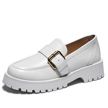 Spring Genuel Leather Thick-Soled Female Girls Students Loafers Casual Daily Sho - £64.99 GBP