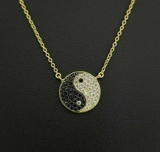 1Ct Round Cut Moissanite Yin Yang Pendant 14K Yellow Gold Plated 18&quot;Free Chain - £64.72 GBP