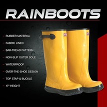 Slush RAINBOOTS 17&quot; Men&#39;s US 9 Yellow Rubber Side Strap Over-the-Shoe Pl... - $41.75 CAD