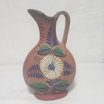 Vintage Tonala Unburnished Clay Mexican Folk Art Pottery Pitcher - $19.75