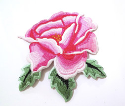 1pc Big Pink Floral Embroideries Patches Iron On 5-3/4&quot; Height PH169 - $6.99