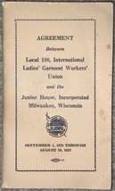 1979 Agreement Between Local 188 Int’l Garment Union &amp; Jr House Inc Milwaukee WI - £29.19 GBP