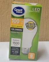 Great Value 14 Watt = 100 Watt Soft White Individual Light Bulb Non Dimm... - £3.92 GBP