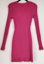 Endless Rose Dress Womens Small Pink Rulffe V Neck Ribbed Button Down Knit Mini - £38.09 GBP