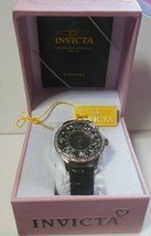 Women&#39;s INVICTA  Angel Watch Fusion Crystal Genuine Black Leather Band #... - £272.47 GBP