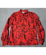 Vintage Pendleton Shirt Women&#39;s Petite 8 Red Floral Blouse Office 90&#39;s E... - $15.72