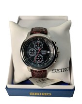 SEIKO Men&#39;s Chronograph 4T57-00C0 100M Black Dial - Date Watch Calf Wristband - £127.38 GBP