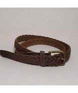 Women Braided Leather Brown Belt Size L (overall length 37&quot;) 18mm Wide USA - £4.55 GBP