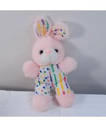 Dan Dee pink bunny rabbit plush mini small dots stripes jelly bean 1988 ... - $24.61 CAD