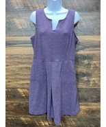 Merona Dress 14 Purple Sleeveless Woven Pockets Pleat V Neck Checked Car... - €6,48 EUR