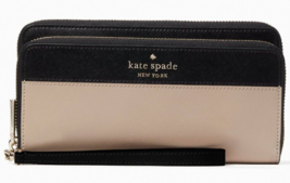 NWB Kate Spade Staci Large Carryall Beige Leather Wristlet K5786 Gift Bag FS - £74.10 GBP