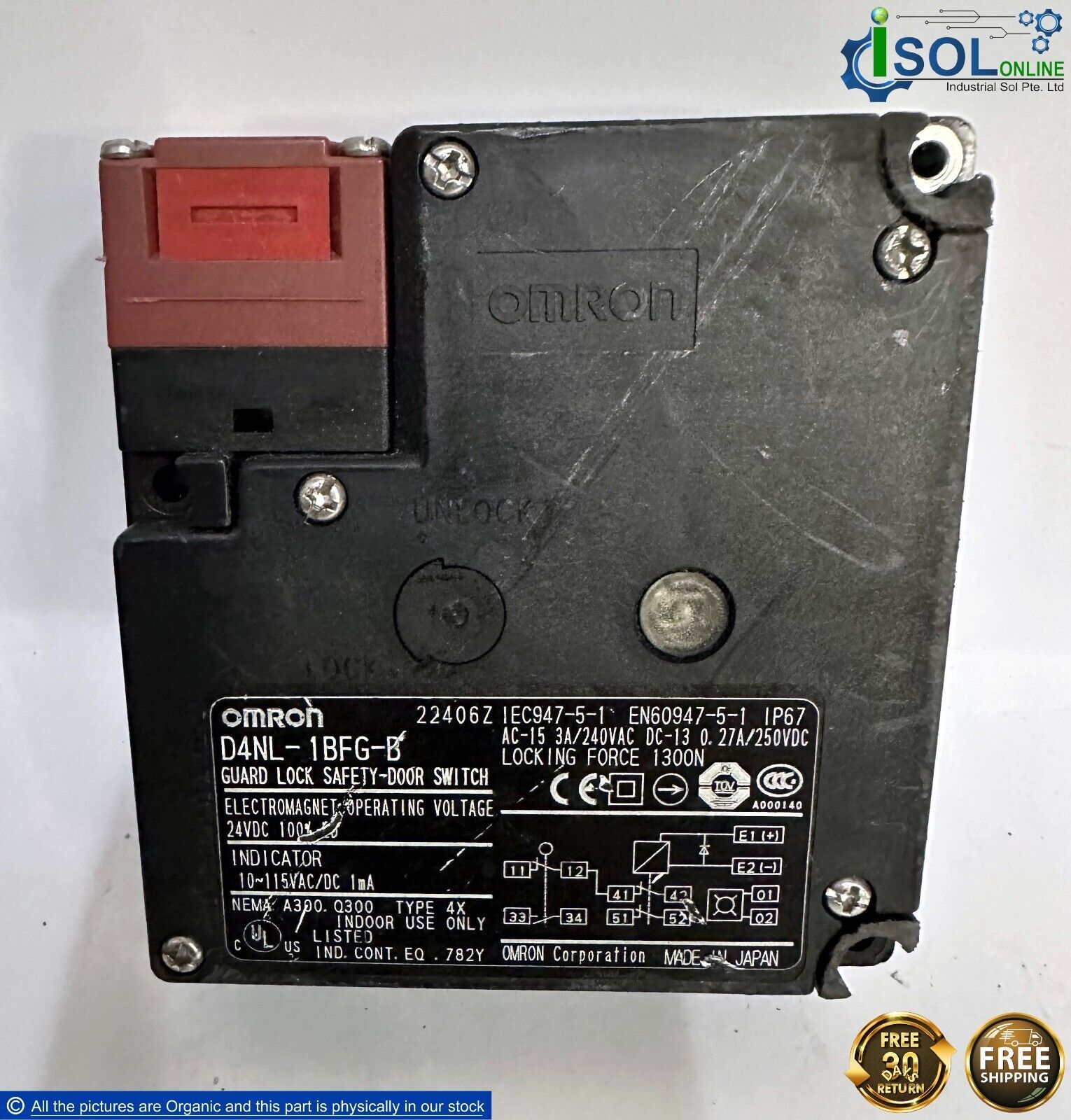 Omron D4NL-1BFG-B Guard Lock Safety Door Switch 24VDC D4NL Series Japan - $135.00
