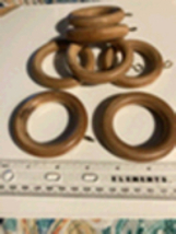 Wooden Curtain Rings open box With Eye Hook Set Of 7  - £19.66 GBP