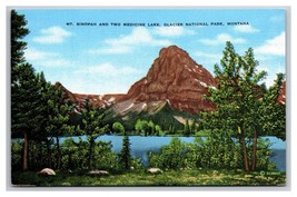 Two Medicine Lake Glacier National Park Montana MT UNP Linen Postcard N25 - £2.33 GBP