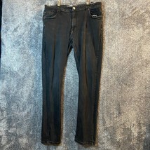 Barbell Jeans Mens 38x32 Black Denim Stretch Made in USA Straight Leg Ba... - $27.62