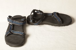 Teva 153 Mens 8 Black Blue Gray Stripe Outdoor Hiking Trail Sport Sandals Shoes - £12.41 GBP