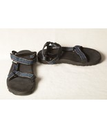 Teva 153 Mens 8 Black Blue Gray Stripe Outdoor Hiking Trail Sport Sandal... - $15.71