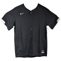 Kids Black Baseball Shirt Boys Youth Size M Medium Nike Jersey Dri Fit Placket - £14.51 GBP